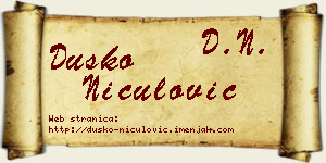 Duško Niculović vizit kartica